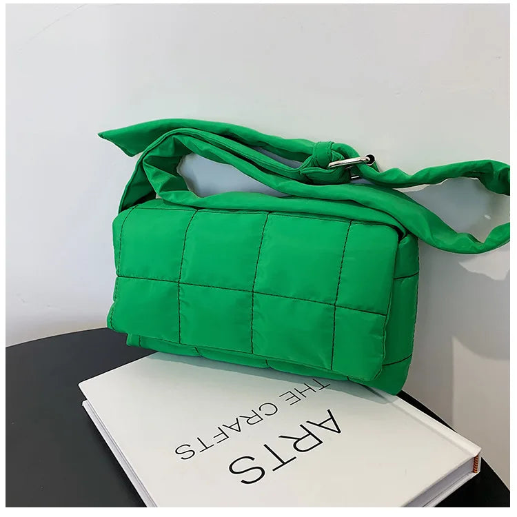 Cotton Shoulder Bags Quilted Shopper Bags Winter Crossbody Handbags