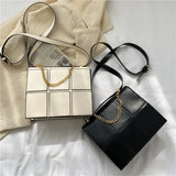 Splicing Small Square Bag Chain Shoulder Handbag