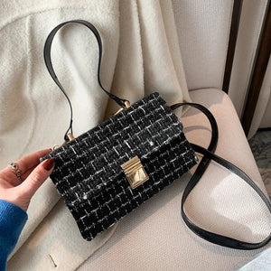 Soft Leather Shoulder Bag Plaid Crossbody Lady Purse