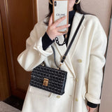 Soft Leather Shoulder Bag Plaid Crossbody Lady Purse