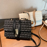 Soft Leather Shoulder Bag Plaid Crossbody Lady Purse