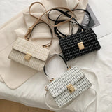 Soft Leather Shoulder Bag Plaid Crossbody Lady Purse