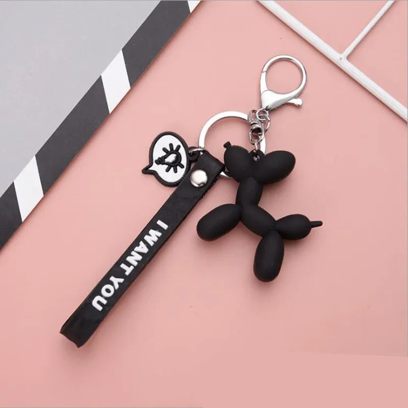 Stereo Balloon Dog Keychain Key ring Cute Cartoon Mobile Phone Bag Car Pendant