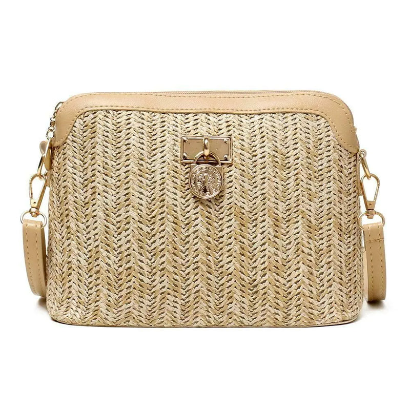Straw Crossbody Bag Boho Woven Summer Beach Shoulder Handbag