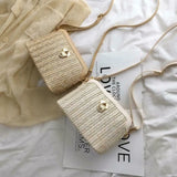 Straw Crossbody Bag Boho Woven Summer Beach Shoulder Handbag