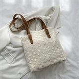 Straw Shoulder Bag Lace Woven Large Capacity Tote Ladies Shopping Bag