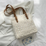 Straw Shoulder Bag Lace Woven Large Capacity Tote Ladies Shopping Bag