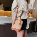 Straw Woven Casual Bucket Bag Woman