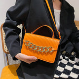 Striped Women Shoulder Bag Chain Decoration Crossbody Bags Ladies Small Handbags