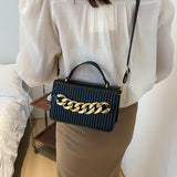 Striped Women Shoulder Bag Chain Decoration Crossbody Bags Ladies Small Handbags