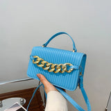 Striped Women Shoulder Bag Chain Decoration Crossbody Bags Ladies Small Handbags