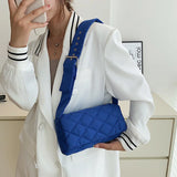 Soft Woman Shoulder Bag Nylon Plaid Square Crossbody Bags