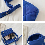 Soft Woman Shoulder Bag Nylon Plaid Square Crossbody Bags