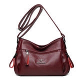 Women High Capacity Handbags Multi-pocket Shoulder Bags Soft PU Leather
