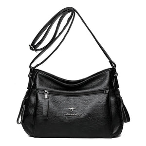 Women High Capacity Handbags Multi-pocket Shoulder Bags Soft PU Leather