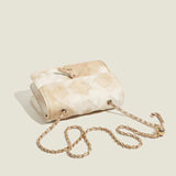 Small Square Shoulder Bag Soft PU Polyester Fiber