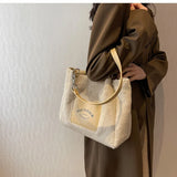 Women Faux Fur Crossbody Handbags Large Capacity Shoulder Bag Plush Tote