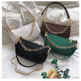 Printed Pattern PU Messenger Bag w/ Chain Shoulder Strap