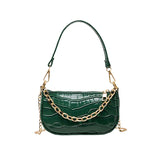 Printed Pattern PU Messenger Bag w/ Chain Shoulder Strap