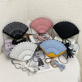 Vintage Fan Shape Clutch Bag Retro Chinese Style Shoulder Crossbody Handbag