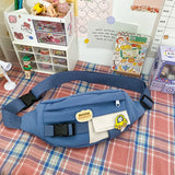 Women's Canvas Waist Bag Solid Fanny Pack Girls Crossbody Chest Bag