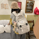 Waterproof Nylon Women Backpack Multilayer Schoolbag Large Capacity