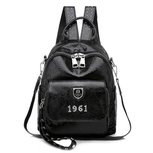 Women Backpack PU Leather School Bags For Teenage Girls 3 in 1 Ladies