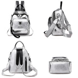 Women Backpack PU Leather School Bags For Teenage Girls 3 in 1 Ladies