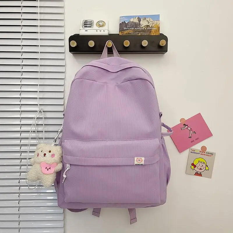 Nylon School Bag for Girls Large Capacity Backpack