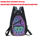 Geometric Luminous Backpack With Headphone Hole School Travel Shoulder Bags