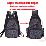 Geometric Luminous Backpack With Headphone Hole School Travel Shoulder Bags