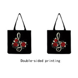 Women Tote Red Rose Musical Note Printed Handbags