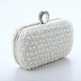 Women Evening Clutch Bag Pearls Crystal Beading Bridal Wedding Party Bags