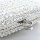 Women Evening Clutch Bag Pearls Crystal Beading Bridal Wedding Party Bags