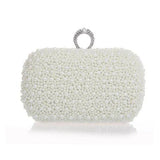 Women Evening Clutch Bag Pearls Crystal Beading Bridal Wedding Party Bags