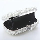 Women Evening Clutch Bag Pearls Crystal Beading Bridal Wedding Party Bags