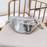 Women Glitter Sequin Fanny Pack Waist Bag Chest Pouch