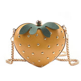 Women Heart Shape Shoulder Bag Clutch Rivet Mini Strawberry Crossbody Bag