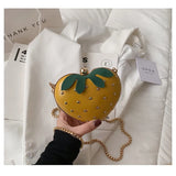 Women Heart Shape Shoulder Bag Clutch Rivet Mini Strawberry Crossbody Bag