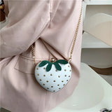 Women Heart Shape Shoulder Bag Clutch Rivet Mini Strawberry Crossbody Bag
