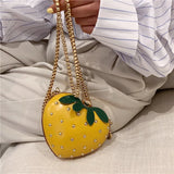 Women Heart Shape Shoulder Bag Clutch Rivet Mini Strawberry Crossbody Bag