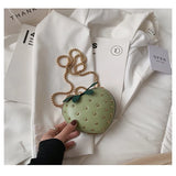 Women Heart Shape Shoulder Bag Clutch Rivet Mini Strawberry Crossbody Bag