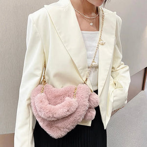 Women Heart-Shaped Chain Shoulder Bag Top Handbag Purse Totes