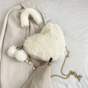 Women Heart-Shaped Chain Shoulder Bag Top Handbag Purse Totes