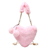 Women Heart-Shaped Chain Shoulder Bag Top Handbag Purse Totes