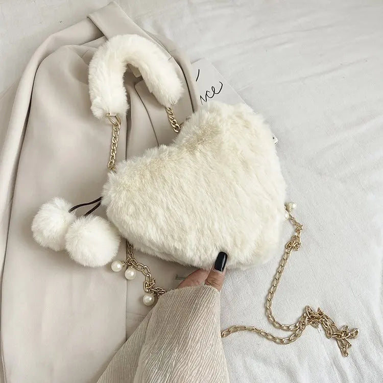 Women Heart-Shaped Chain Shoulder Bag Top Handbag Purse Totes