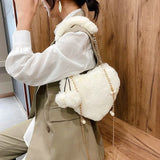 Women Heart-Shaped Chain Shoulder Bag Top Handbag Purse Totes