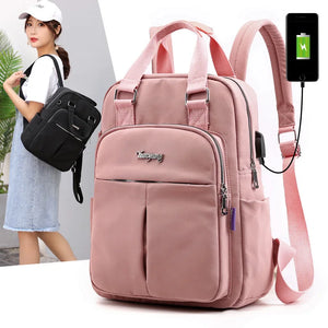 Large Capacity Nylon Waterproof Backpack for Women