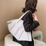 Women Large Mask Shopping Bag Canvas Shoulder Bag Home Storage Bag