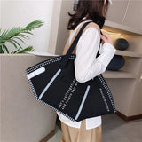 Women Large Mask Shopping Bag Canvas Shoulder Bag Home Storage Bag